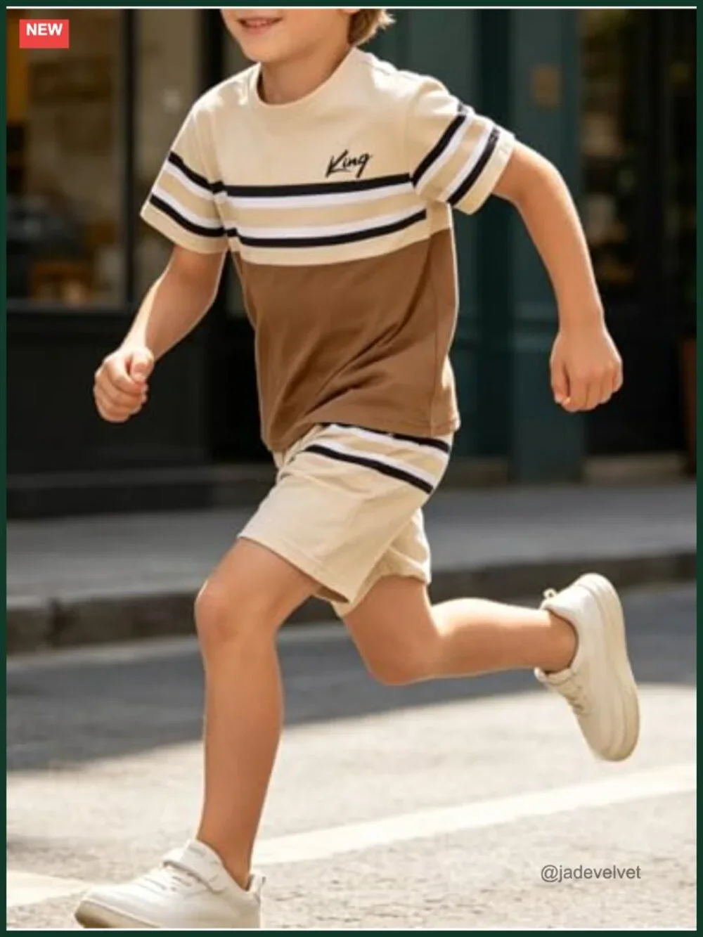 Boys Colorblock Stripe Top and Shorts Set - 3 Piece Summer Athletic Outfit